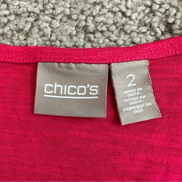 Chico’s Shirt Womens Size 2 Magenta Pleated Lace Top - Picture 6 of 13